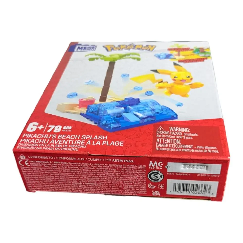Pokemon Mega Construx Mattel Pikachu Beach Splash 79 Pieces Brand New Sealed!